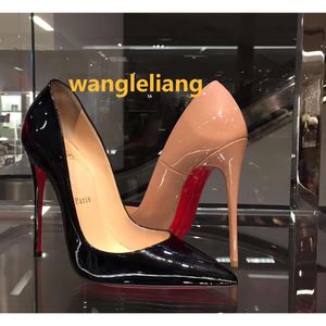 Designer Women High Heel Shoes Red Shiny Bottoms 8cm 10cm 12cm Thin Heels Black Nude Patent Leather Woman Pumps With Dust Bag 34-44 000