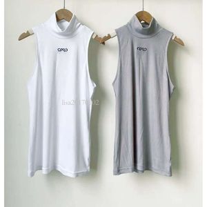 Tshirt Designer Tanks top High Collar Anagram Embroidered Cotton-blend Tank Tops Shorts Cropped Vintage Fiess Vest Yoga Tees Tee Shirt Solid Elastic Femme Suit Sex