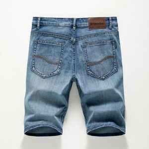 2024 pantaloncini estivi jeans uomini pantaloni in denim allungare il design della moda blu scuro sottile maschio dritta hombre short 240412