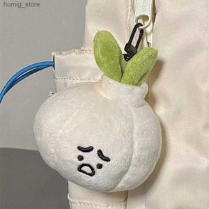 Korean Xiaozhong Handgjorda gårdsserier Fat Scallion vitlök Aprikos Abalone Mushroom Plysch Dock Bag Pendant Keychain Y240415