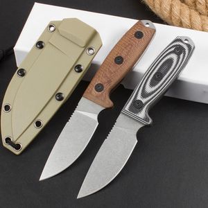 Ny H2045 utomhusöverlevnad Rak kniv 9Cr18Mov Stone Wash Blade Full Tang G10 Handle Outdoor Camping Vandring Hunting Fixed Blade Knives With Kydex