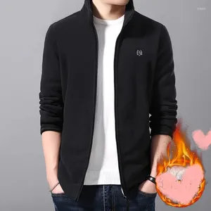 Men's Jackets Autumn Winter Solid Zipper Pockets Geometric Embroidered Long Sleeve Cardigan Coats Casual Office Lady Tops