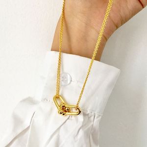 New Design Brand silver gold color Heart T pendant Necklace Accessories Zircon Love U type Necklace For Women Jewelry gift2696