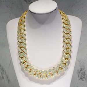 4 rad Hip Hop Custom 24mm Chunky Cuban Necklace 14K Gold Cluster Diamond Moissanite Cuban Chain Halsband