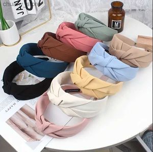 Hair Rubber Bands New Fashion Knotted Headbands for Women Solid Color Girls Cloth Hair Bands Wide Hairband Soft Hair Hoop Hair Accessories Y240417