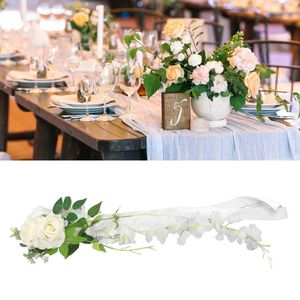 Kwiaty dekoracyjne krzesło ślubne z tyłu kwiat sztuczny realistyczny pełny kształt bogaty warstwy elegancki wystrój róży