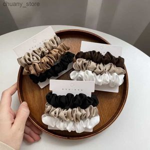 Hair Rubber Bands 3Pcs/set Silk Satin Scrunchies Women Solid Color Hair Rope Elegant Ponytail Holder Rubber Band Elastic Hairband Hair Accessories Y240417