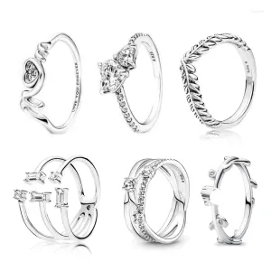 Ringe Cluster Ringe Luxus blendender Streifen Kubikzirkonia Panstyle 925 Silber Open Manschettenring für Frauen Hochzeit Engagement Fine Schmuck 2