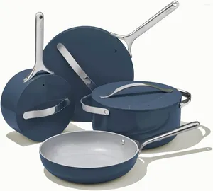 Cookware Set 12 -Piece Caraway Nonstick Ceramic Set - Navy PTFE PFOA Gratis ugn spoVetop Safe