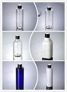 Storage Bottles 200ML Clear/WHITE/Blue PET Plastic Bottle BLACK Aluminum Lid Empty Skin Care Packaging Water/Cleansing Oil/Moisturizer