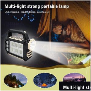 Tragbare Laternen Solar Outdoor Searchlight USB -Ladung 1200 mAh LED High Beam Torch 3 Leichte CES -Wasserdurchmesser für das Klettern Drop de Dhlle1