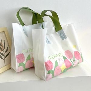 収納バッグ50pcsfashionフローラルプリントショッピングバッグハンドバッグプラスチックトートトラベル食料品折りたたみ衣料包装