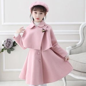 Set di abbigliamento Crea principessa vestiti autunno inverno bambini cappotto di lana elegante e vestito 3 pezzi 3 pezzi abiti per bambini per bambini