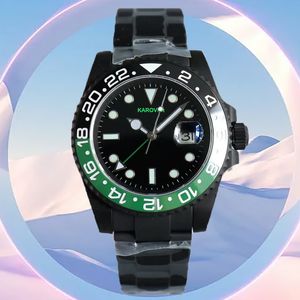 Mit Box Designer Watch Men Uhren hochwertige Edelstahl 41 mm automatische mechanische Uhr Luxus Saphirlinse wasserdicht All Black Watch Red and Blue Lünette
