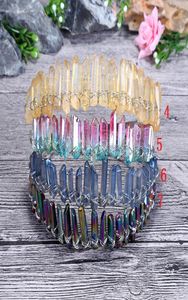 Utsökta handgjorda naturliga Tiara Crystal Natural Quartz Crystal Crown Angel Aura pannbandsjagen Bröllopstillbehör C181120019121945