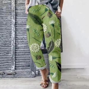 Women's Pants Spring Summer Plant Street Trendy Fashion High Wasit Loose Female Casual Trousers Pocket Chic