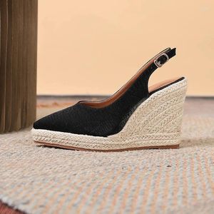 صندل Lihuamao espadrilles الكعب أسافين المرأة slingback أحذية مضخات csaual بوهيميا شاطئ