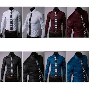 Men's Dress Shirts Mens Business Large Size Slim Dark Twill Casual Shirt Long Sleeved for Male M-5XL