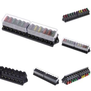 Новый 1pcs 12 -Way DC 12V 24V 32V 40A пластиковой крышка Care Fuse Blade держатель блока с 10 предохранителями для Auto Boat Marine Trike