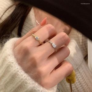 Cluster Rings 925 Silver Color Liquid Lava Ring For Women Girl Zircon Irregular Opening Fashion Jewelry Birthday Gift Drop Wholesale