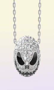 Nightmare Before Christmas Skeleton Necklace Jack Skull Crystals Pendant Women Witch Necklace Goth Gotic Jewelry Whole J1218737515307635