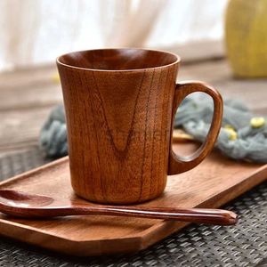 Tazze in legno tazza di pancia grande con maniglia fatta fatta naturale in legno tè da tè per latte tazza di acqua di latte giapponese cucina bar 240417