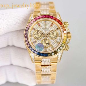 Diamond Watch Mens Automatic Mechanical 7750 Timing Function Watches Sapphire 41mm Kvinnor armbandsur med diamantbelagda stålarmband Montre de Luxe