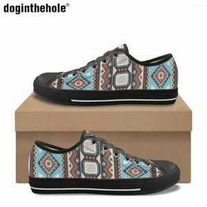 Casual Shoes Doginthehole Women's Summer Low Top Canvas Bekväm afrikansk konst Totem Tryck utomhus Flat Sneakers