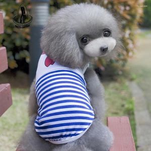 Dog Apparel Pet Clothing For Puppy Spring/Summer Cartoon Vest Sailor Tie Anchor Navy Striped Cat Breathable T-shirt