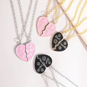 Pendant Necklaces European And American Heart-Shaped Two-Petal Small Sun Necklace Good Friend Love Stitching Wholesale