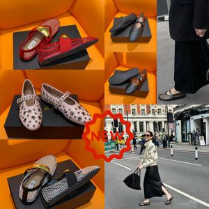 With Box Designer Sandal ballet slipper slider flat dressing shoes dancing Women round toe Rhinestone Boat shoes buckle shoes size 35-40 GAI black