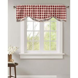 Aprons Curtains Country Star Berry Retro Red Plaid Window Curtain Kitchen Cabinet Coffee Tieup Valance Rod Pocket Short Drop Deliver Dhuyz