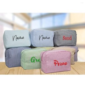 Cosmetic Bags Monogrammed Embroidered Name Bag Personalized Makeup Case Bridesmaid Wedding Birthday Graduation Gift Travel Toiletry