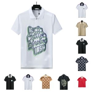 Camisa pólo de grife pólo masculino e feminino camisa de designer letra de moda de moda impressa camisa de camisa de cor de algodão esportes