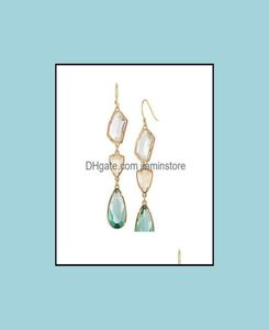 Dingle ljuskronorörhängen smycken guldfärg semiprecious sten kristall drop bohemia stil lång för kvinnor wlkar8423396