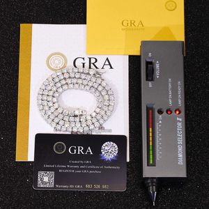 RTS Jewelry S925 SLIVER 2mm 3mm 4mm 5mm 6,5 mm godkänd Test Iced Out Moissanite GRA Certificate Tennis Chain Necklace