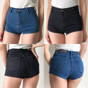 Kvinnors byxor går tjej smal passform med hög midja denim shorts