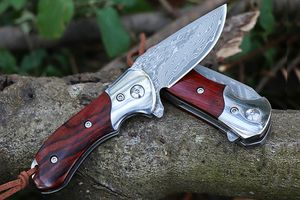 Promocja M7695 Flipper Składanie noża VG10 Damascus stalowa ostrz CNC Wykończenie Rose Rose z stalowym blachy łożyska kulki EDC Kieszeczki kieszonkowe