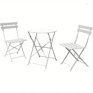 Camp Furniture Bistro Set 3-teiliger Außenterrassen-Sets Rattan Tischklapper und Stühle faltbare Korbbalkon Cafe