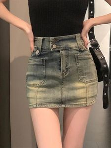 Gonne houzhou streetwear vintage y2k skirt denim donna estate sottile sottile coreano jean blu alta in vita hip hop hop outfit estetico hip hop hop