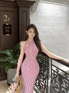 Vestidos casuais doce garota estilo chinês vestido retrô verão feminino puro sexy slim fit