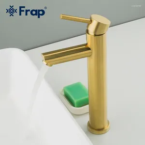 Bathroom Sink Faucets Frap Brushed Gold Faucet Basin Stainless Steel Tap Washbasin Cold Mixer Torneira