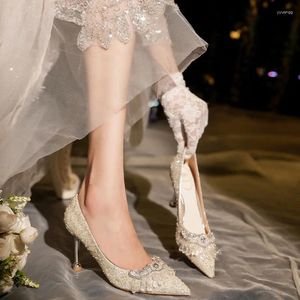 Dress Shoes Size 32-43 Crystal Tassel Wedding Bride Women's Point Toe Bridesmaid High Heels