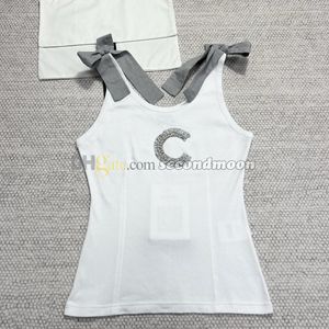 Bowknot Strap Vest Women Off Shoulder Vests Cotton Fabric T Shirt Sexy Fitted Tanks Top