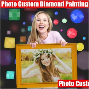 Paintings Homfun Po Custom Diamond Painting 5D Diy Picture Of Rhinestones Embroidery 3D Cross Stitch Home Decoration Drop Delivery Gar Otrbv