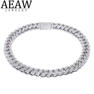 Aeaw 18 Inch 925 Sterling Silver Setting Iced Out Moissanite Diamond Hip Hop Cuban Link Chain Miami Necklace Jewelry for Mens X050208q
