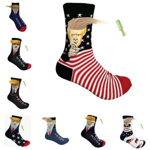 Party Favor 2024 Trump Socks Blow Up Fashion Funny Men's and Women's Air Breathing Socks Send Small Comb Trump Hair Socks gifts LT923