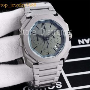 Üst moda kuvars kronograf izle erkekler gri sier dial 40mm klasik kronometre beyefendisi sıradan kol saati tam paslanmaz çelik bant saati 6179