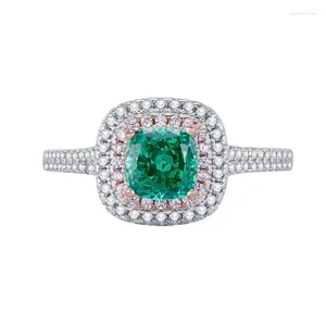 Cluster Rings 2024 S925 Silver Imported High Carbon Diamond Paraiba Green 6 Ring For Women In Europe And America