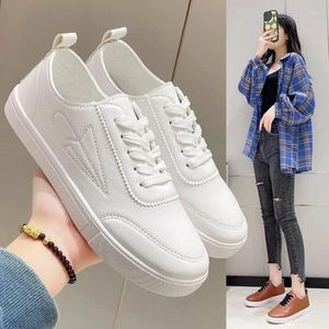 Casual Shoes Soft Leather Plus-Size 43 Non Slip Breattable Flat Ladies Solid Color Lace-Up Sneakers School Tenis Feminino